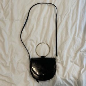 Theory Crossbody Purse Black Patent Leather